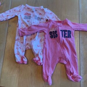 Carters Footsies Onepiece Pastel and Warm Pink Matching Sister Set Newborn